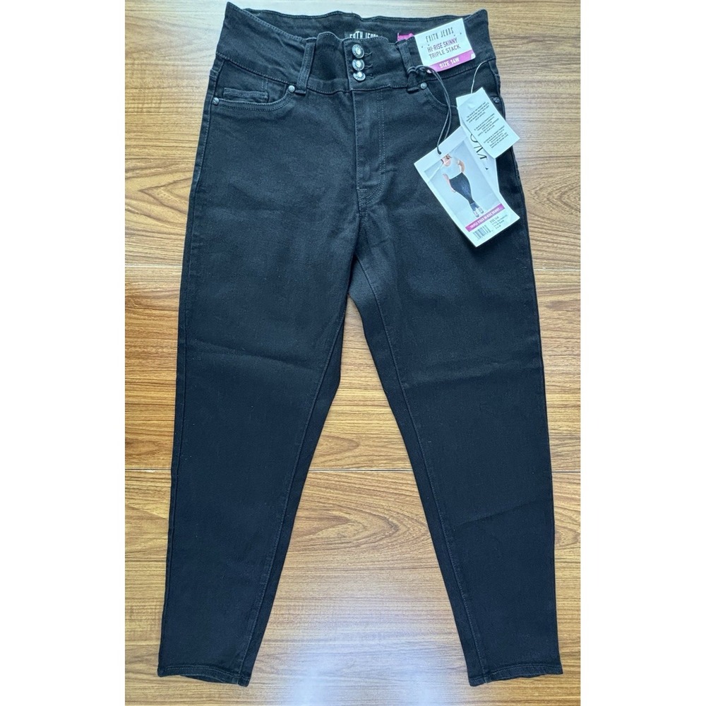 Faith Jeans Women's  Hi Rise Skinny Triple Stack Pants Size 10 Black Stretch‎